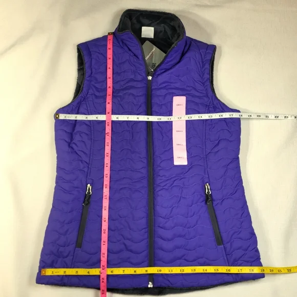 Free Country Purple Iris Reversible VEST Womens Size S Quilted Fleece Full Zip - Picture 6 of 15